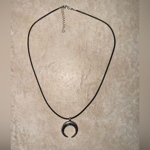 Urban Outfitters Black and Silver Crescent Necklace